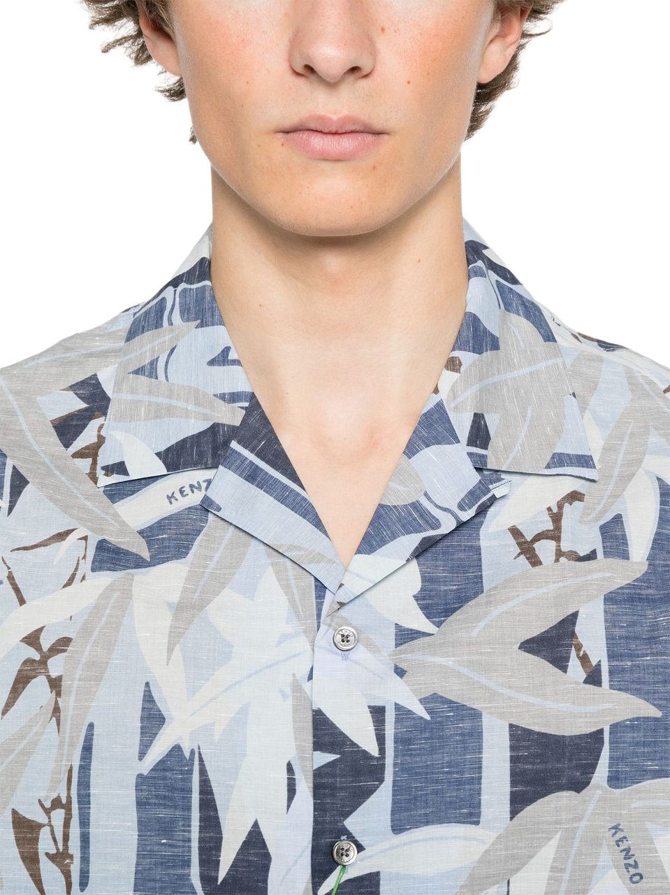 Kenzo Short-Sleeved Camp Collar Shirt Grijs