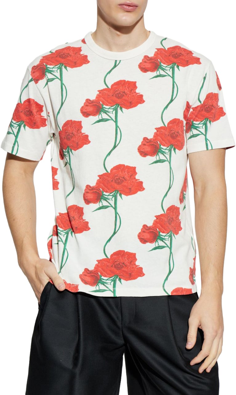 Kenzo Relaxed Fit Floral Print T-Shirt Wit