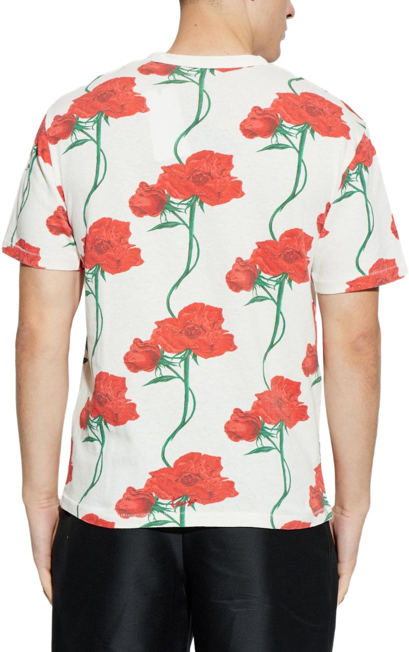 Kenzo Relaxed Fit Floral Print T-Shirt Wit