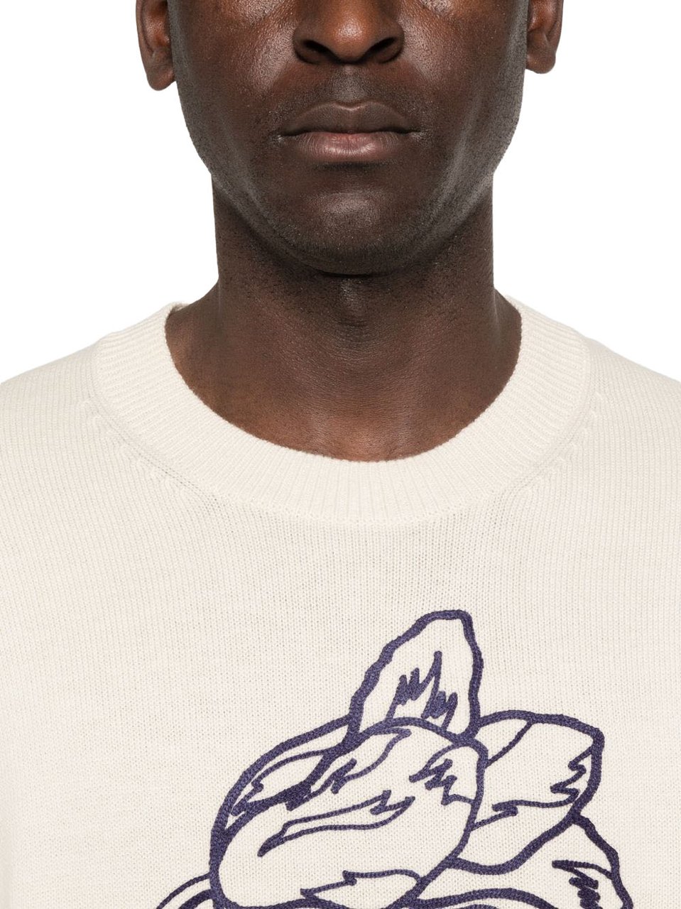 Kenzo V-Neck Long Sleeve Knit Sweater Wit