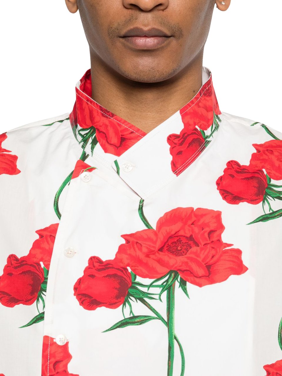 Kenzo Floral Print Casual Shirt with High Collar Wit