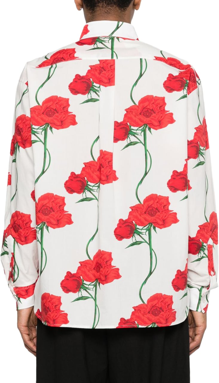 Kenzo Floral Print Casual Shirt with High Collar Wit