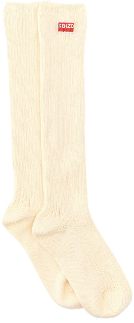Kenzo HIGH SOCKS WITH LOGO PATCH Wit