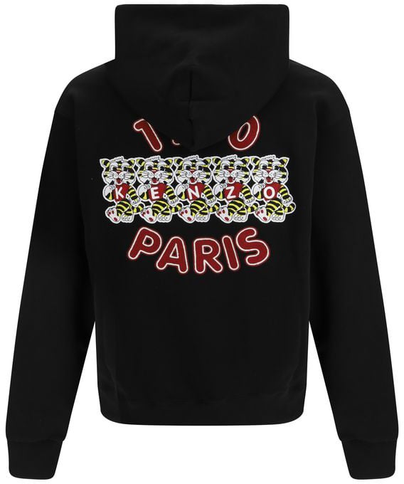 Kenzo Wild Tiger Embroidered Classic Hoodie Zwart