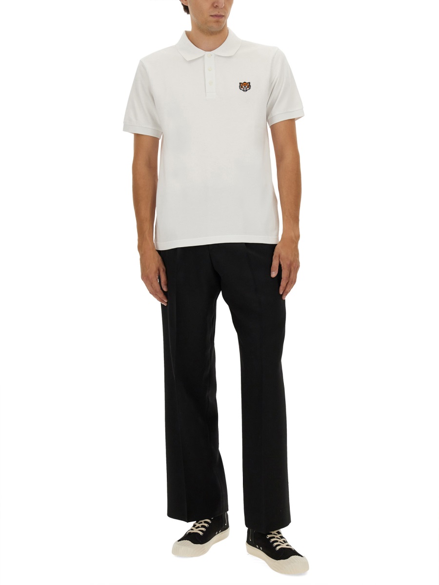 Kenzo POLO SHIRT WITH HAPPY TIGER EMBROIDERY Wit
