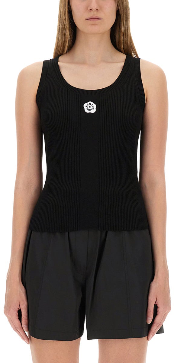 Kenzo TANK TOP WITH EMBROIDERY "BOKE FLOWER 2.0" Zwart