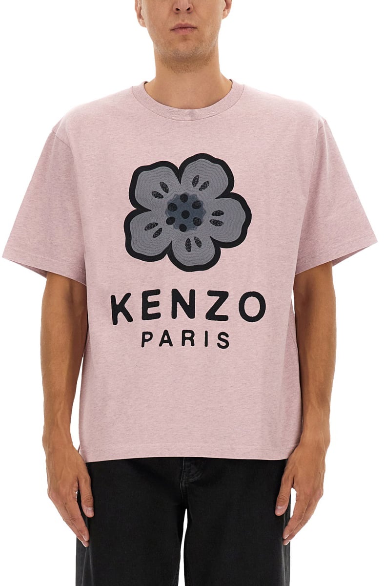 Kenzo OVERSIZED T-SHIRT WITH "BOKE FLOWER" EMBROIDERY Roze