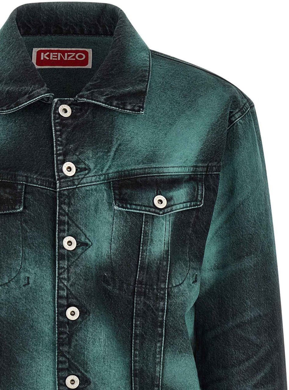 Kenzo Gray Cotton Denim Jacket Grijs