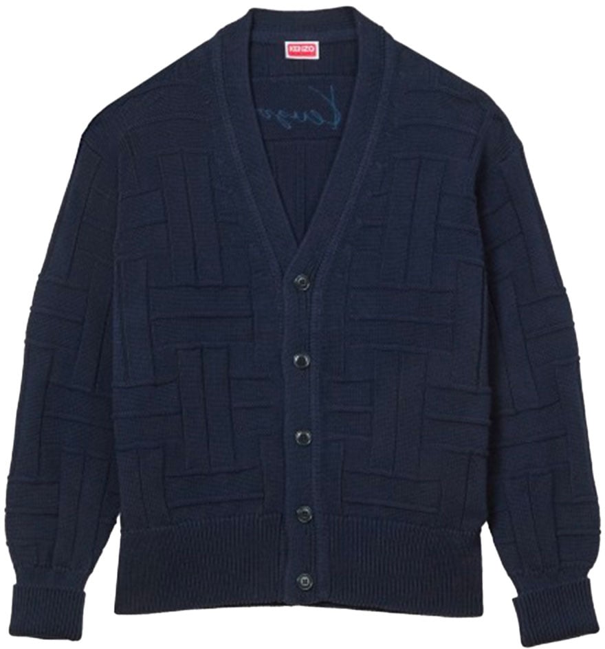 Kenzo cardigan a broderies perpendiculaires Blauw