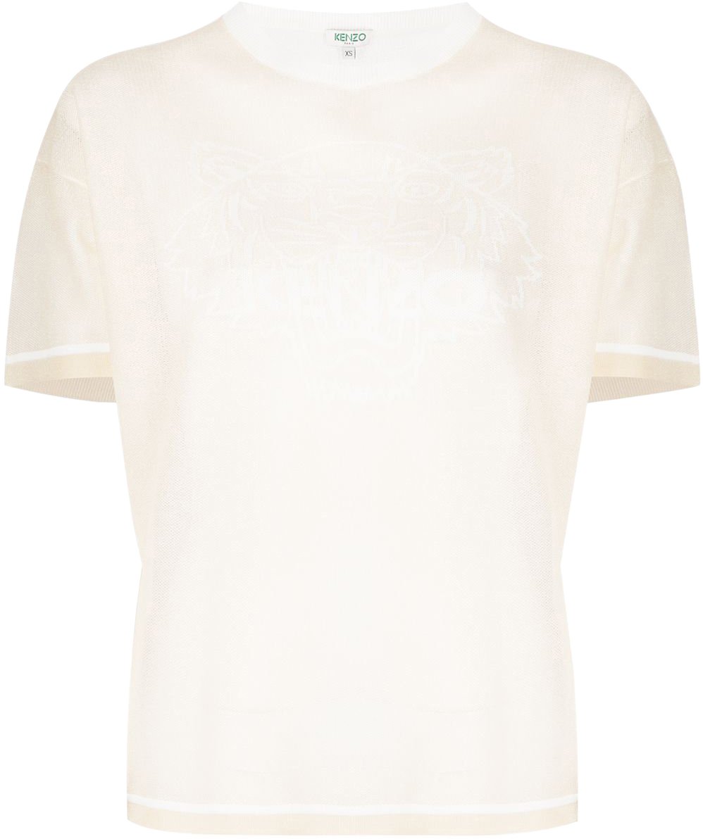 Kenzo Tiger Logo Mesh Knitted T-shirt Wit