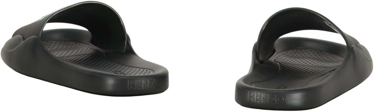 Kenzo Logo detail rubber slides Zwart