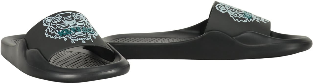 Kenzo Logo detail rubber slides Zwart