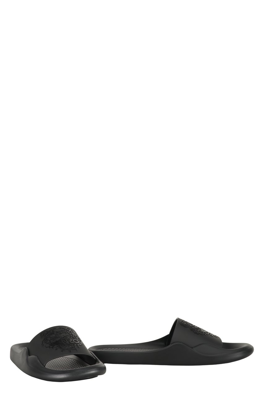 Kenzo Logo detail rubber slides Zwart