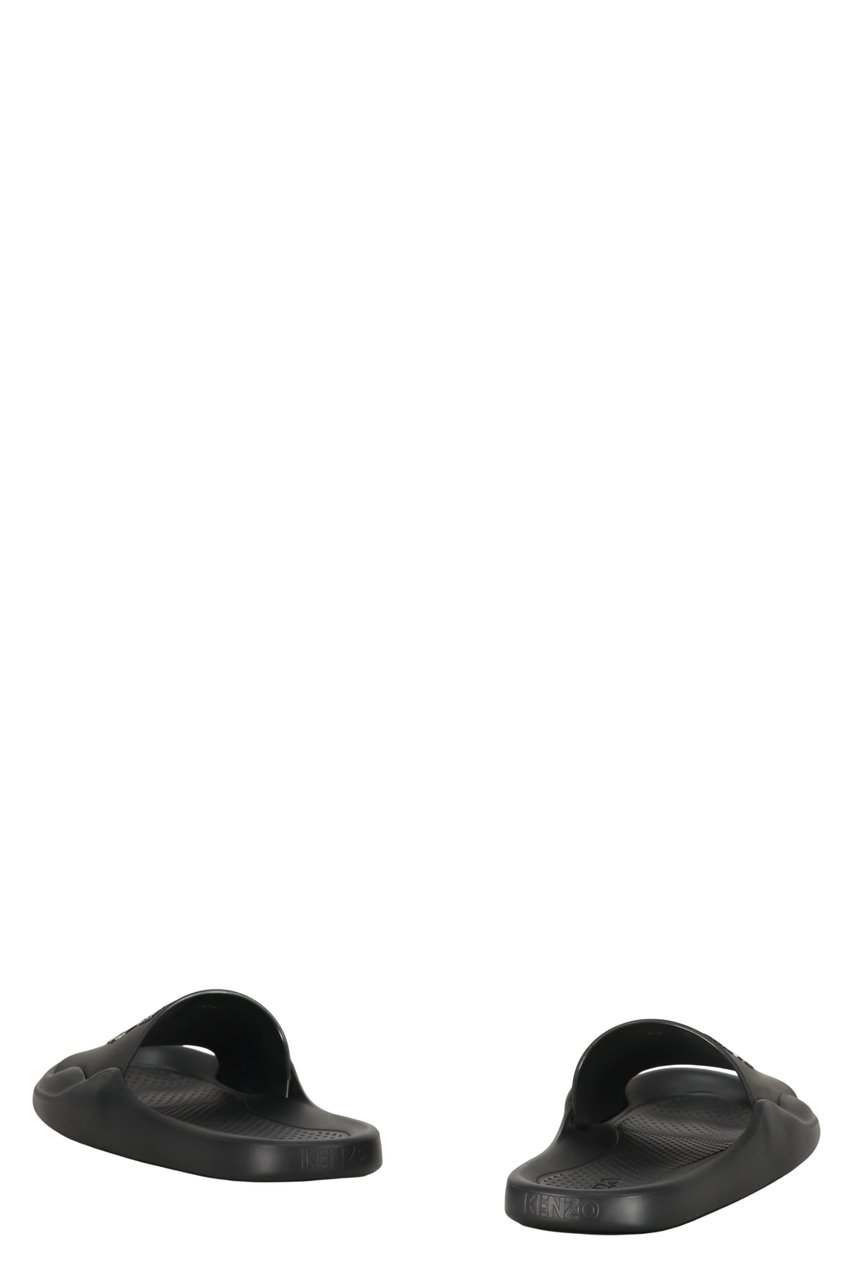 Kenzo Logo detail rubber slides Zwart