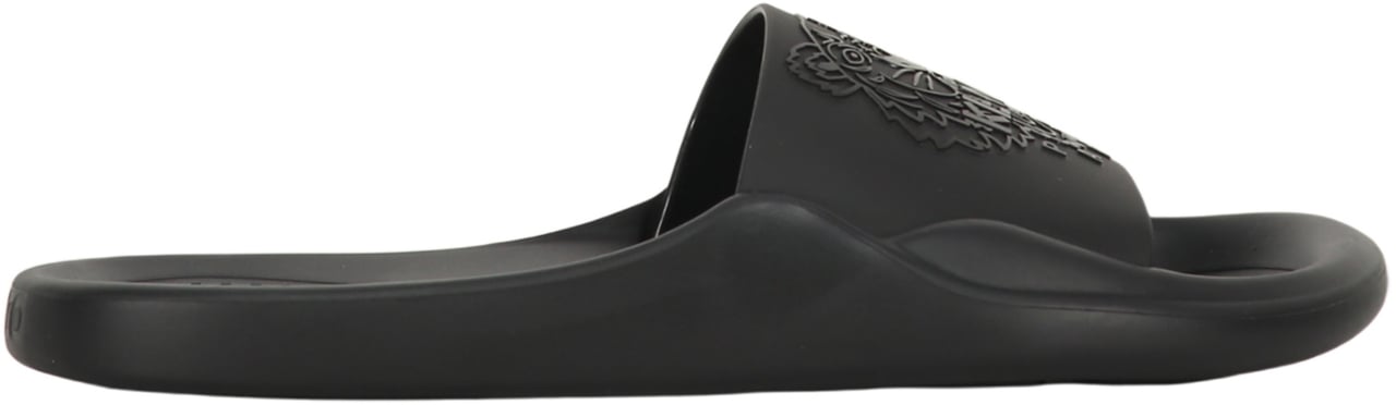 Kenzo Logo detail rubber slides Zwart
