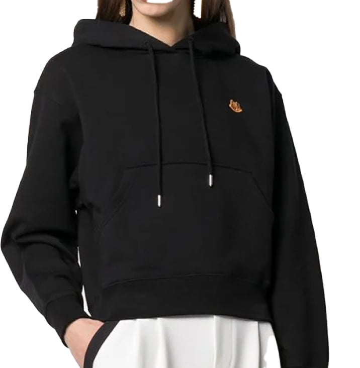 Kenzo Tiger Crest Logo Boxy Hoodie Zwart