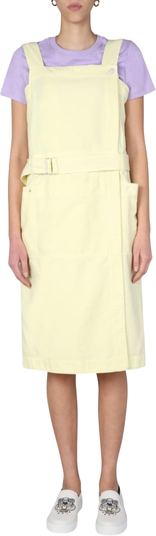 Kenzo Straight Neck Midi Dress Goud