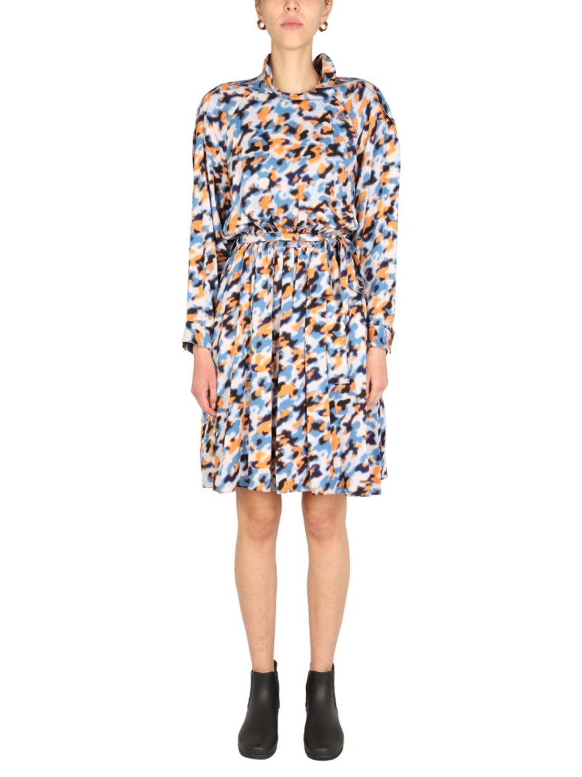 Kenzo "Blurred Flowers" Dress Wit