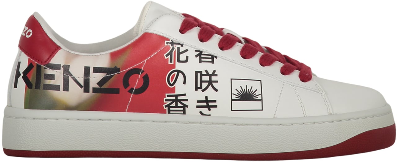Kenzo Logo detail leather sneakers Rood