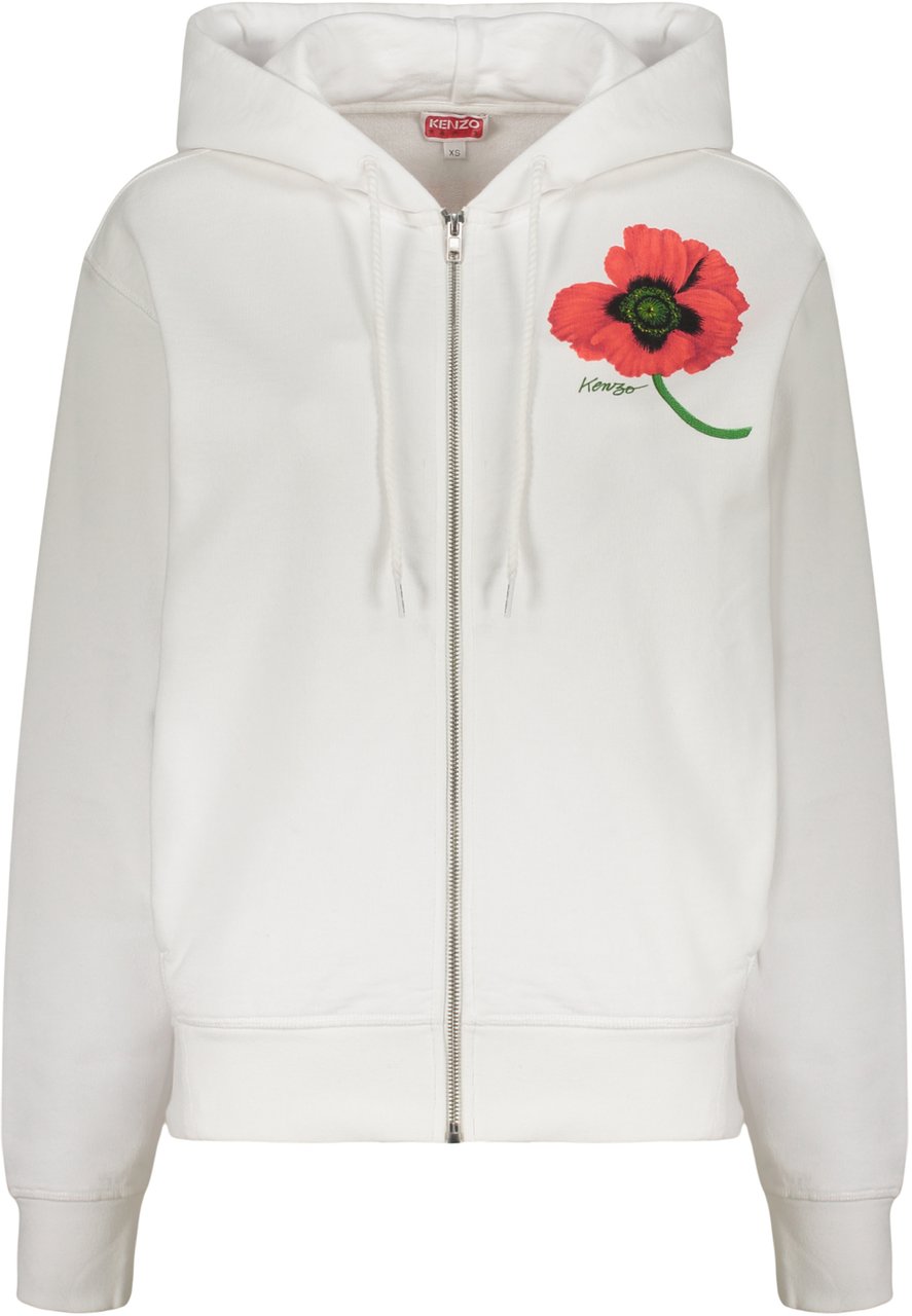 Kenzo Cotton full-zip sweatshirt Wit
