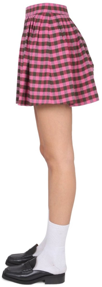 Kenzo High-Waisted Checkered Mini Skirt Roze