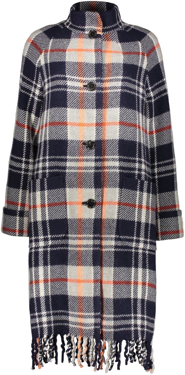 Kenzo Checked wool coat Blauw
