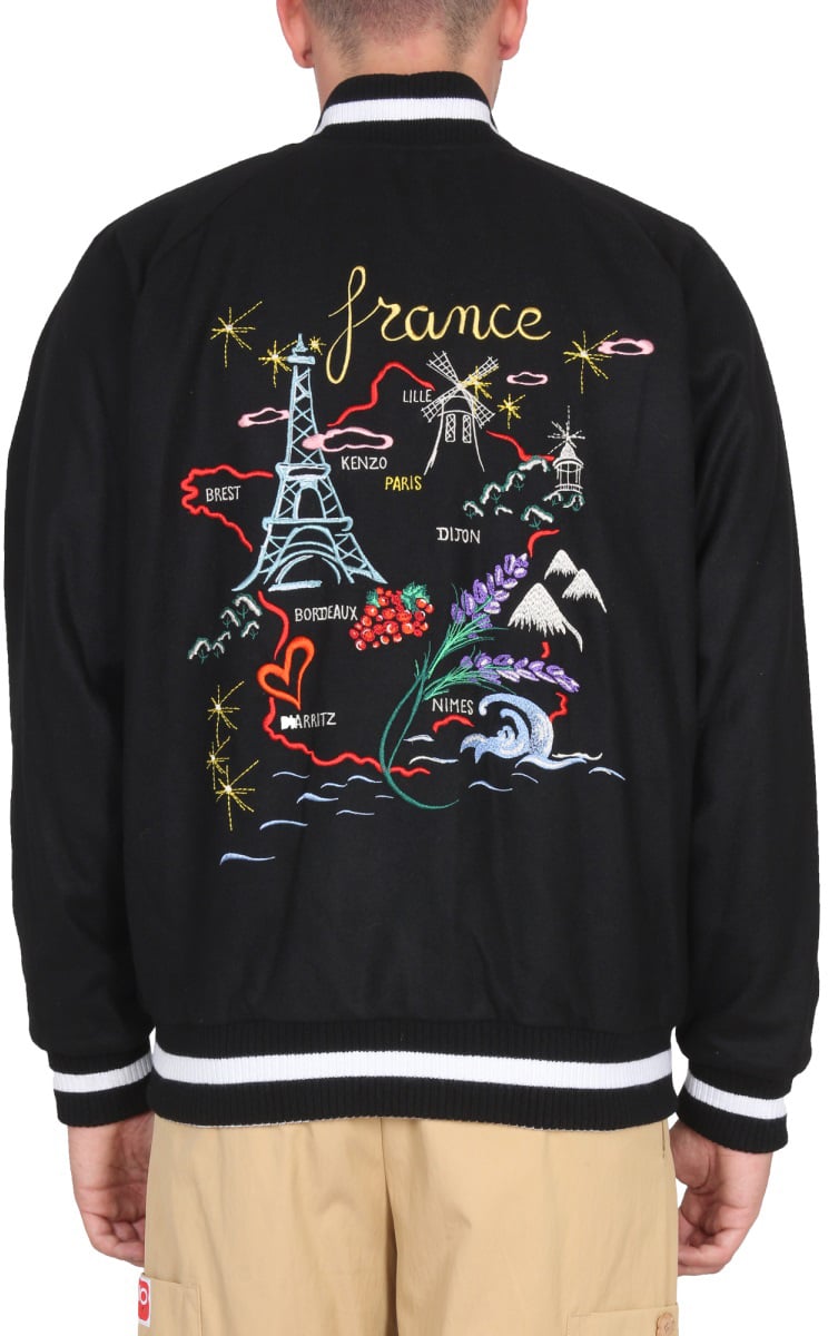 Kenzo "France Japan" Double Face Bomber Jacket Zwart