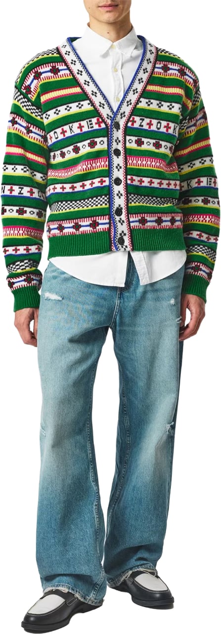 Kenzo Fairisle Jacquard Cardigan Groen