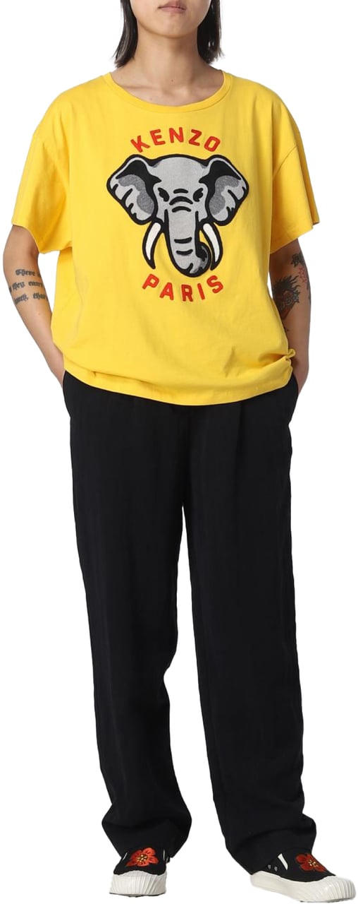 Kenzo Elephant Logo Relaxed Fit T-shirt Geel