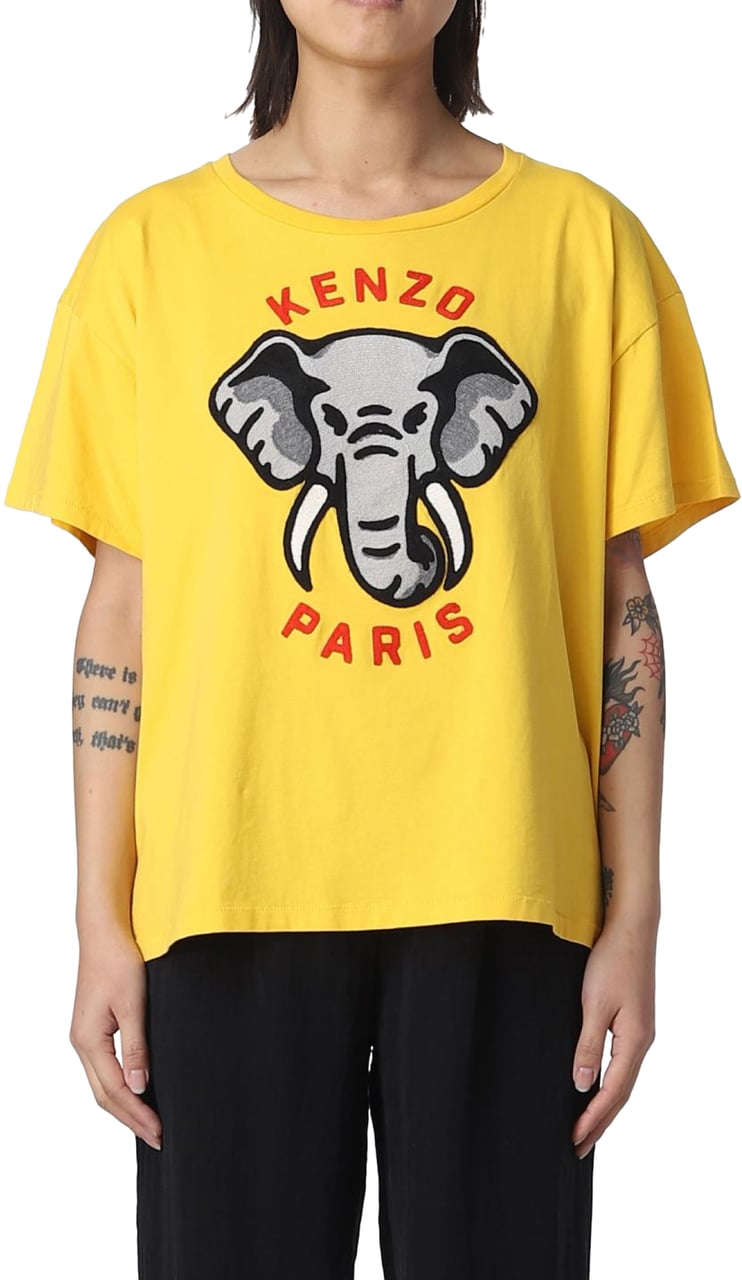 Kenzo Elephant Logo Relaxed Fit T-shirt Geel
