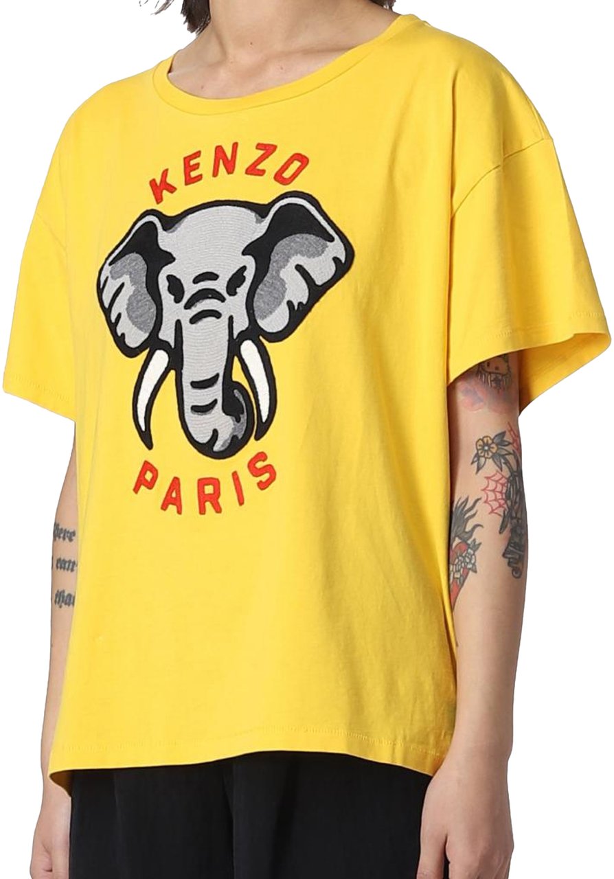 Kenzo Elephant Logo Relaxed Fit T-shirt Geel