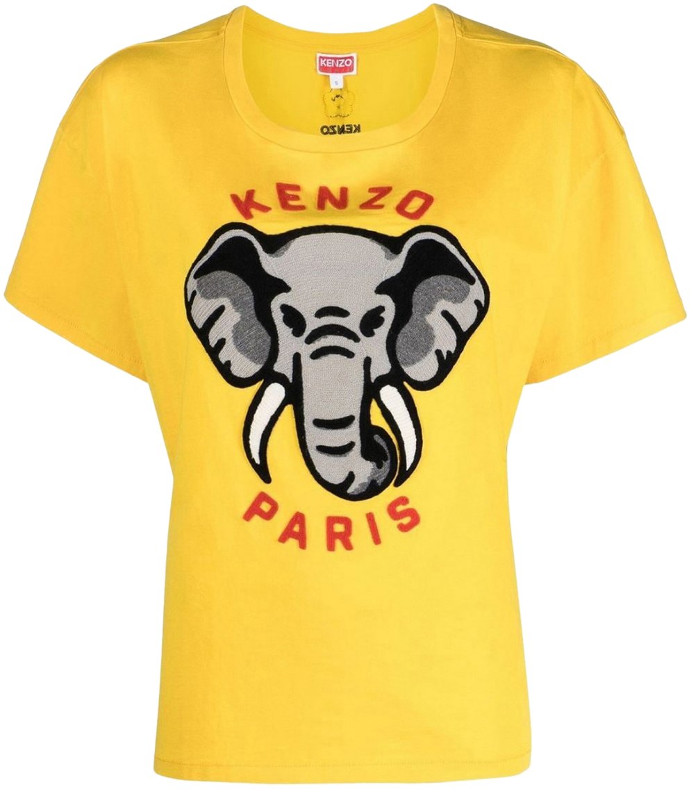 Kenzo Elephant Logo Relaxed Fit T-shirt Geel