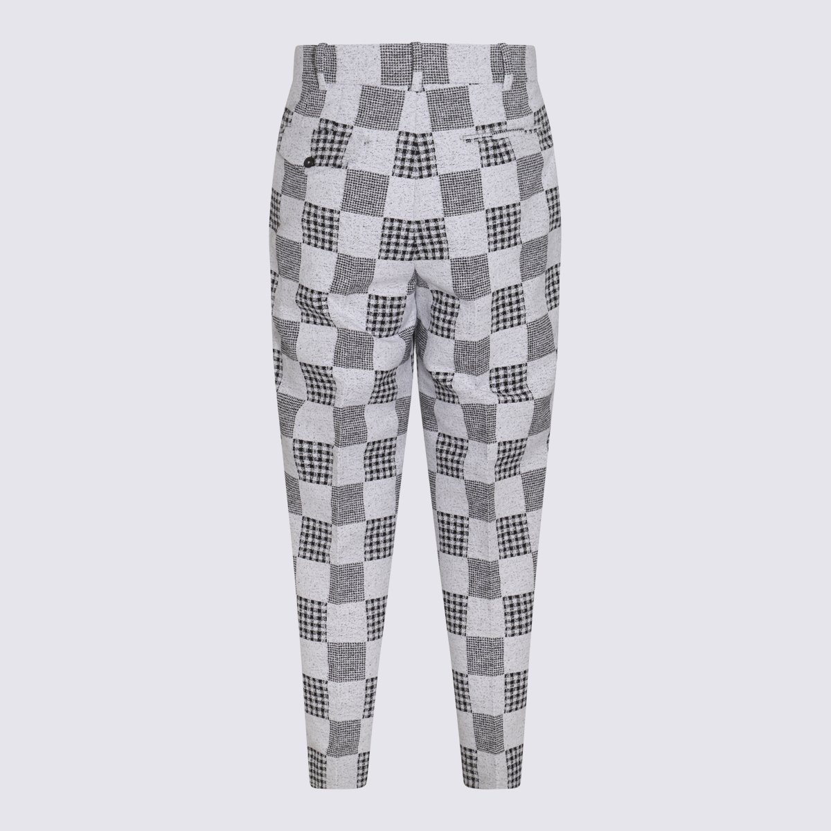 Kenzo Tapered Grey Trousers With Checkered Pattern And Pleated Front Grijs