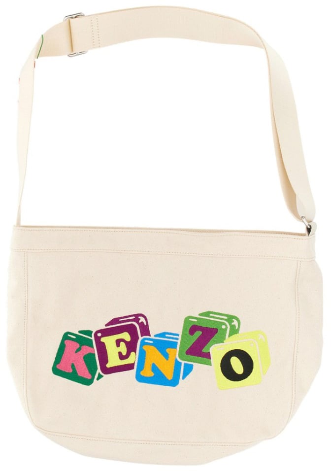 Kenzo Shoulder Bag With Playful Embroidery Design Neutraal