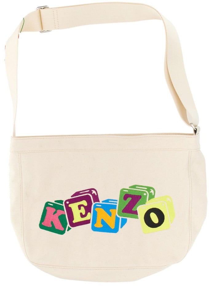 Kenzo Shoulder Bag With Playful Embroidery Design Neutraal