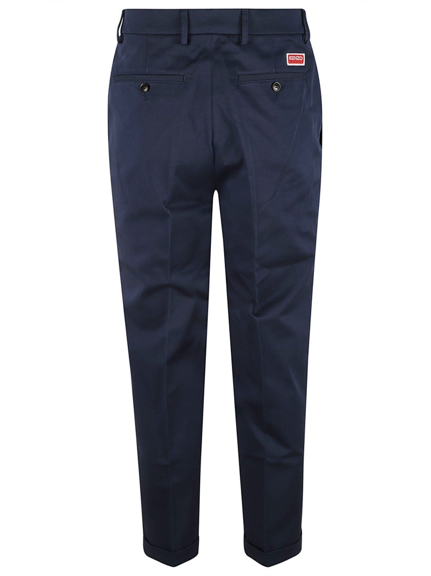 Kenzo Tailored Fit Trousers With Classic Waistband Zwart
