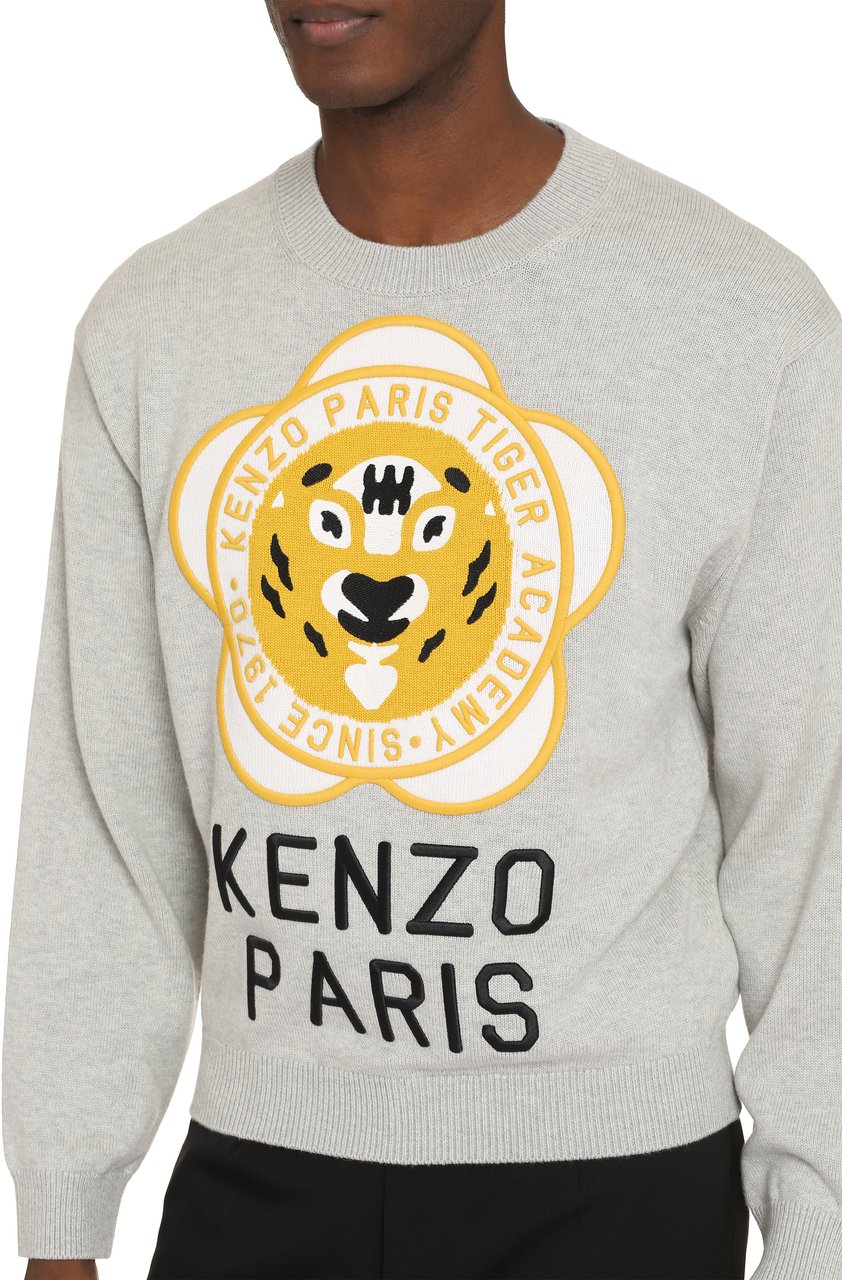 Kenzo Wool-blend crew-neck sweater Grijs