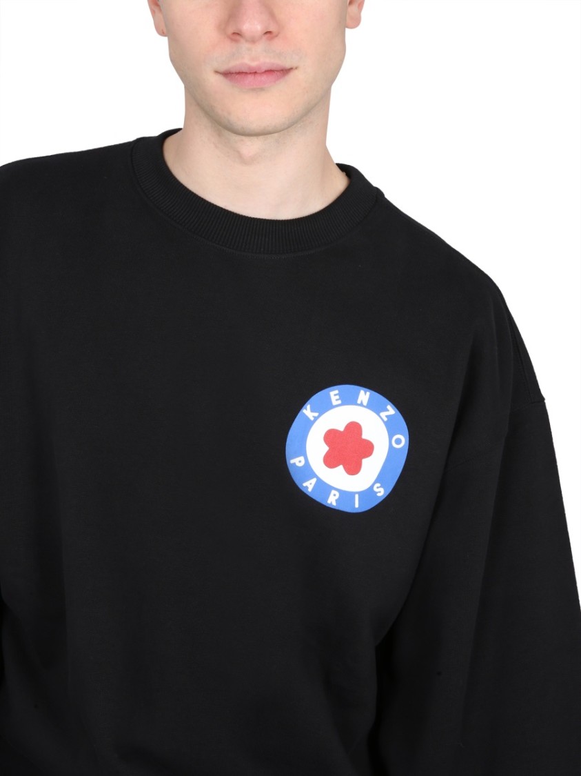 Kenzo Oversized Black Sweatshirt With Prominent Logo Print Zwart