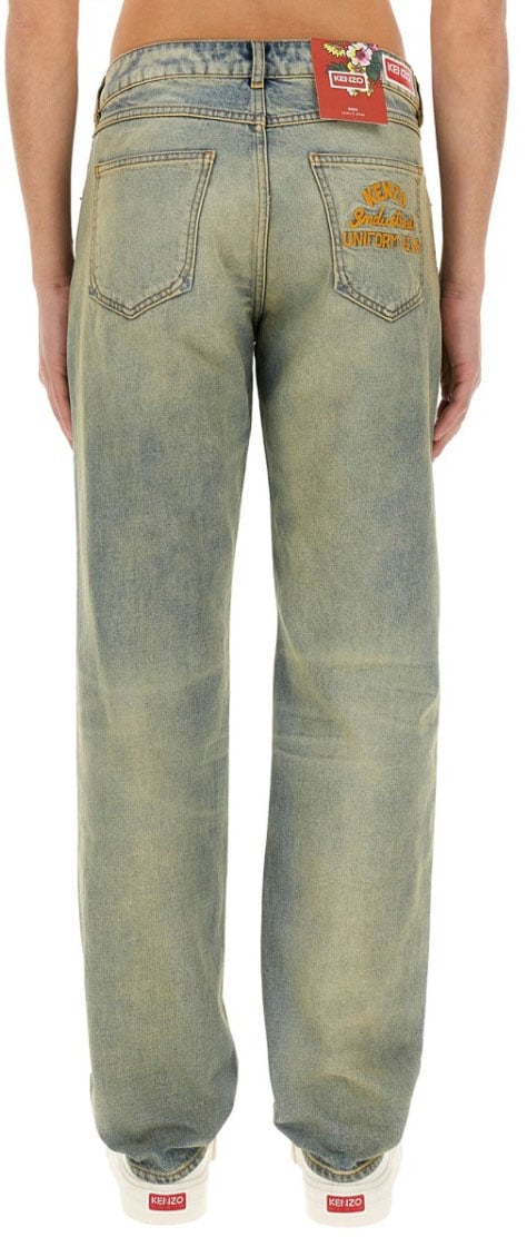 Kenzo 'Drawn Varsity' Slim Bara Jeans Blauw