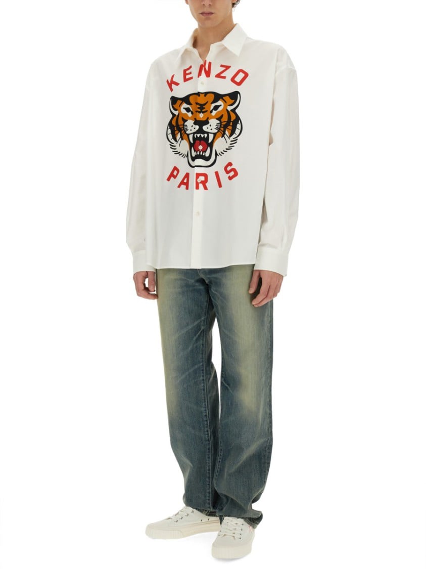 Kenzo 'Creations' Asagao Straight Jeans Blauw