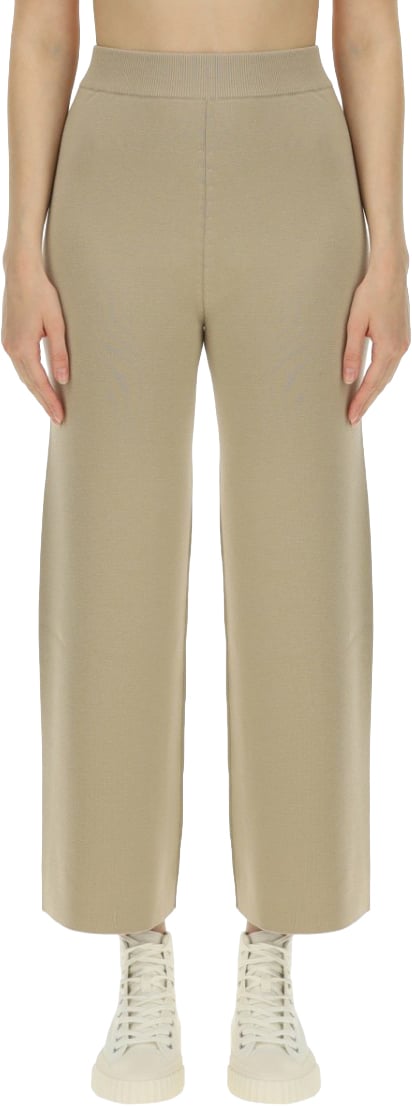 Kenzo Cropped Wool Pants With Wide Leg Design Neutraal