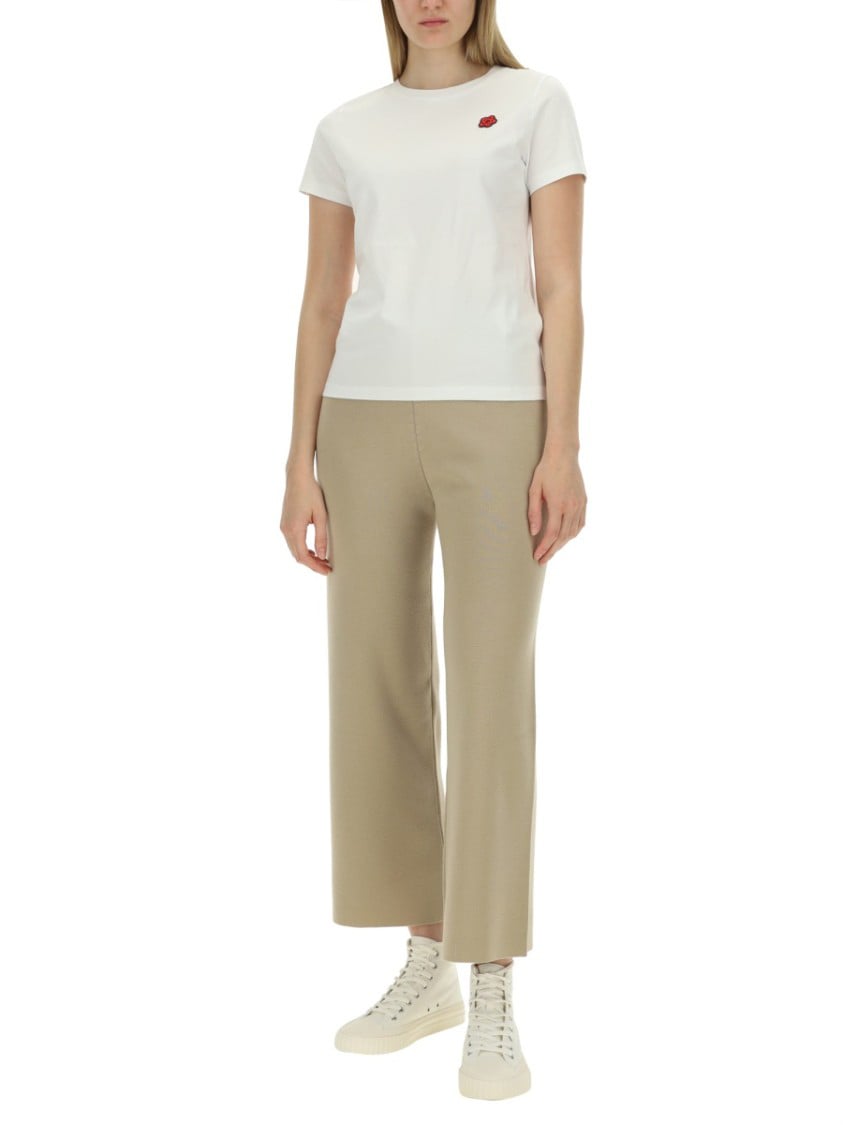 Kenzo Cropped Wool Pants With Wide Leg Design Neutraal