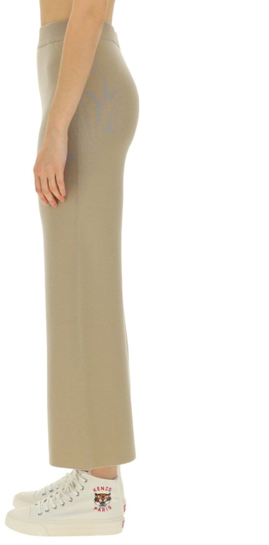 Kenzo Cropped Wool Pants With Wide Leg Design Neutraal