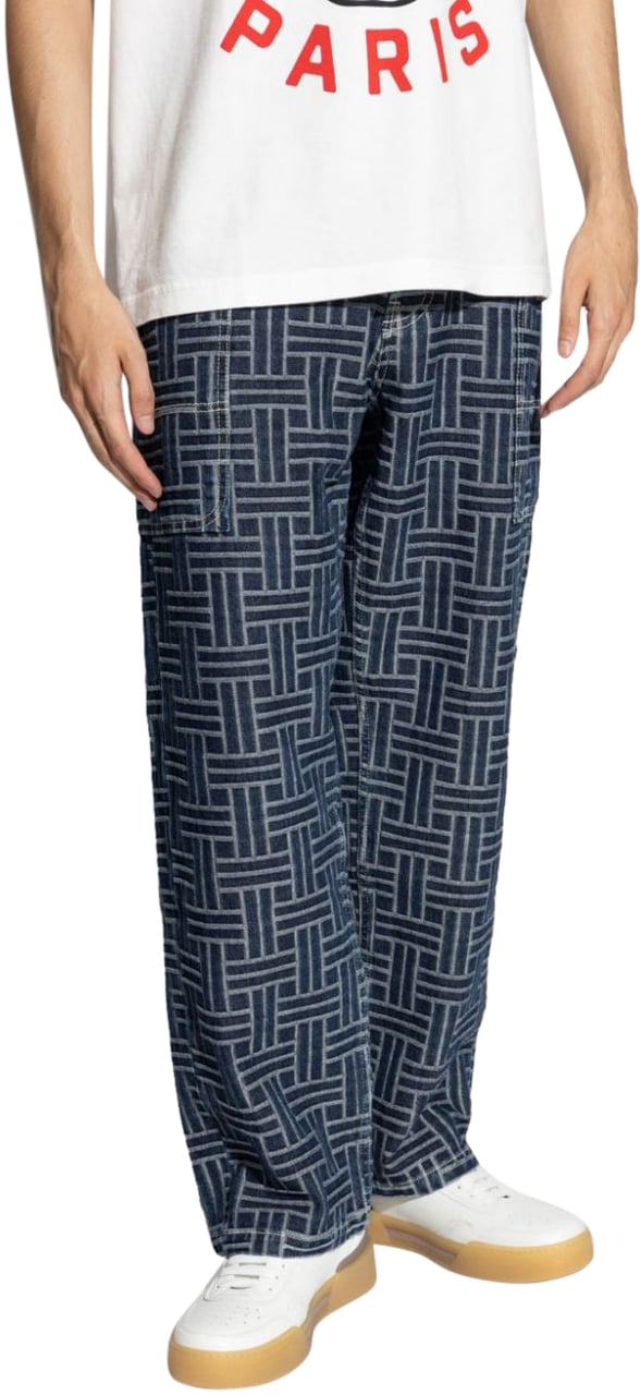 Kenzo Trousers Dark Stone Blue Blauw