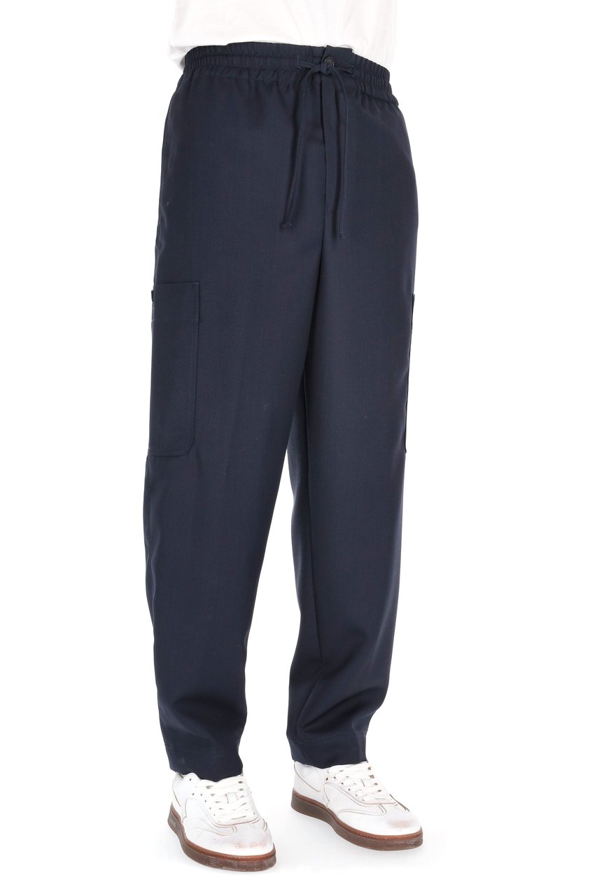 Kenzo Straight Fit Virgin Wool Cargo Trousers Zwart