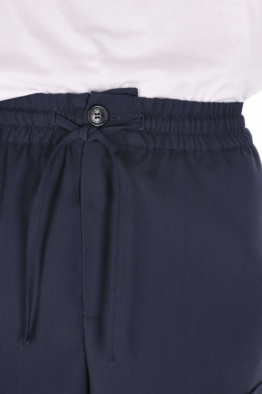 Kenzo Straight Fit Virgin Wool Cargo Trousers Zwart