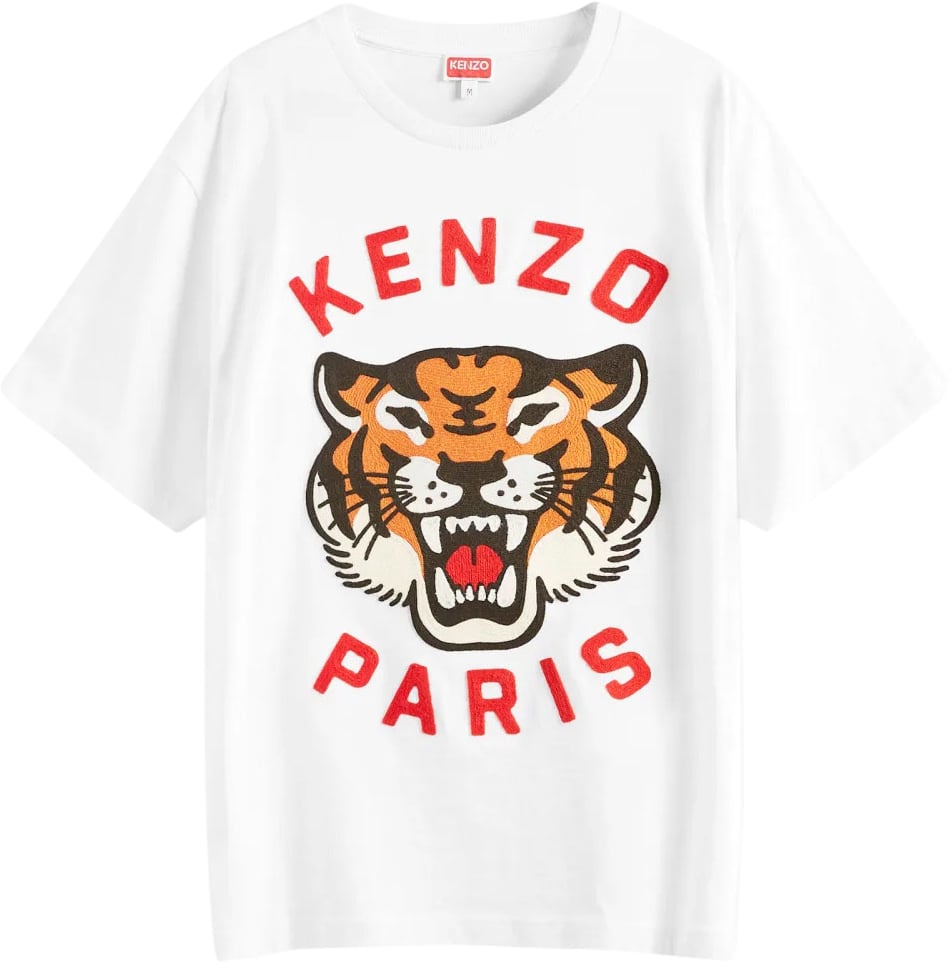 Kenzo Lucky Tiger Logo Oversize T-shirt Wit