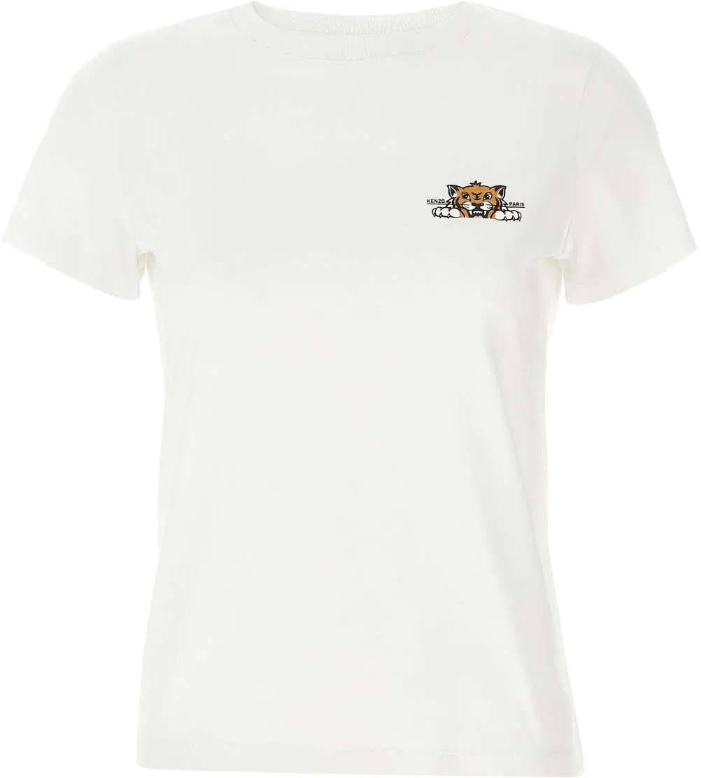 Kenzo Happy Tiger Logo T-shirt Wit