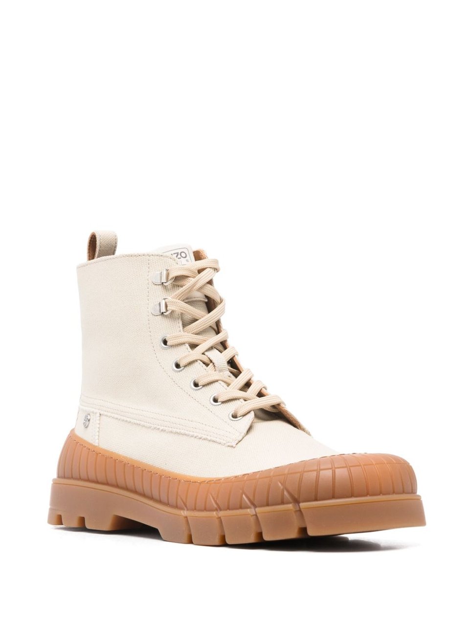 Kenzo Front Lace-Up and Side Zip Light Beige Boots Neutraal