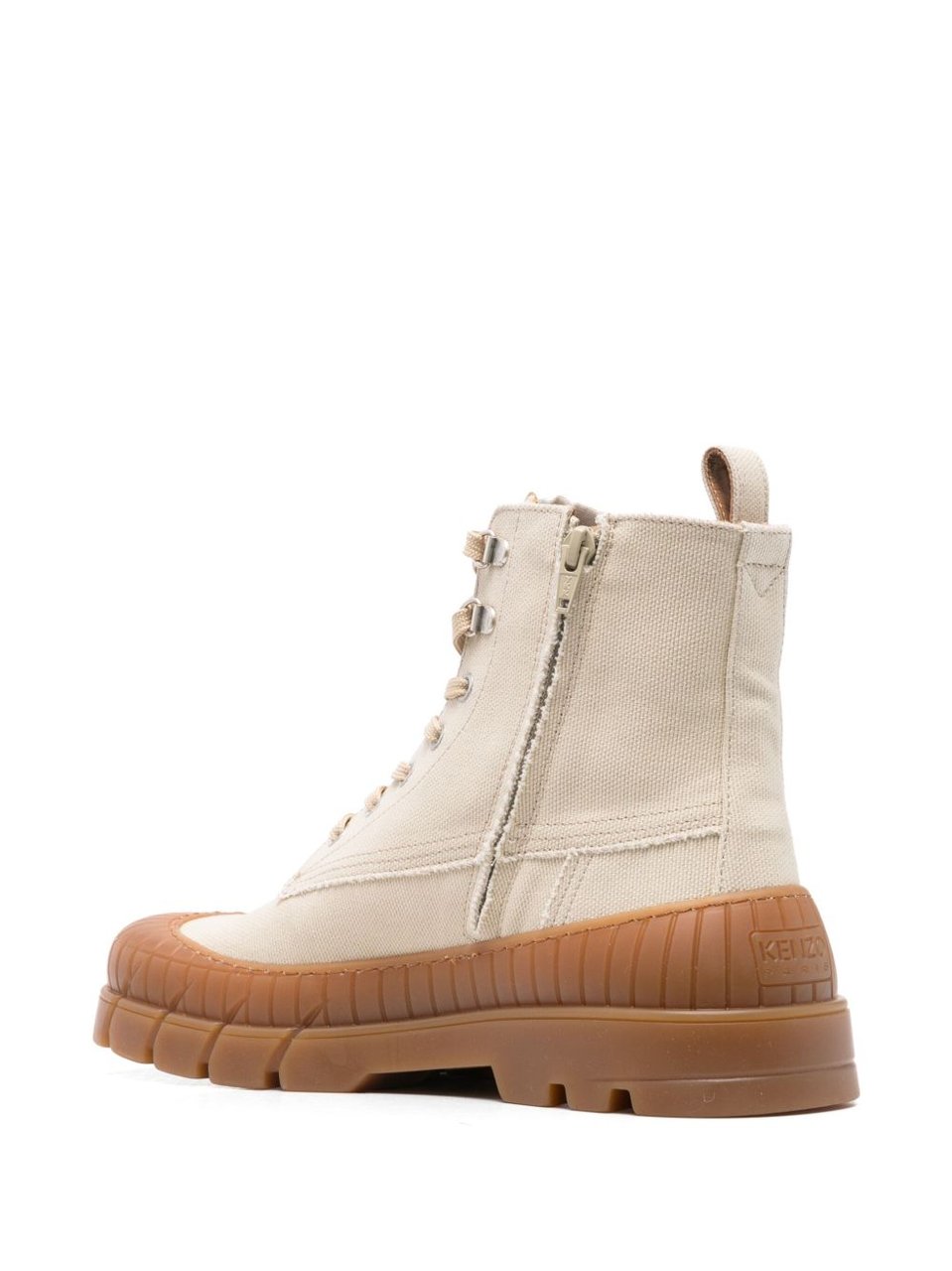 Kenzo Front Lace-Up and Side Zip Light Beige Boots Neutraal